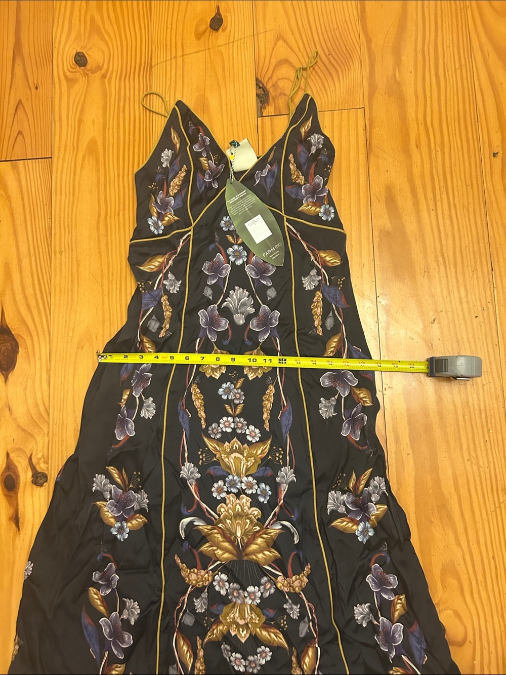 FARM Rio Navy Maxi Dress with Gold and Purple Floral Print - Picture 11 of 11